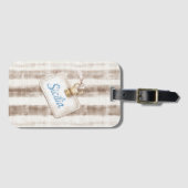 Sicily Cream Rustic Brown Stripes ラゲッジタグ (正面横)
