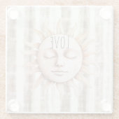 Sicily Cream Rustic Cream Sun Stripes ガラスコースター (裏面)