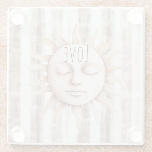 Sicily Cream Rustic Cream Sun Stripes ガラスコースター (裏面)