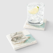 Sicily Italian Ocean Coast ストーンコースター (横)