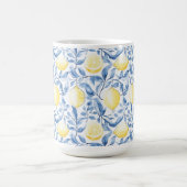 Sicily Italian Rustic Blue Leaves Lemons  コーヒーマグカップ (中央)