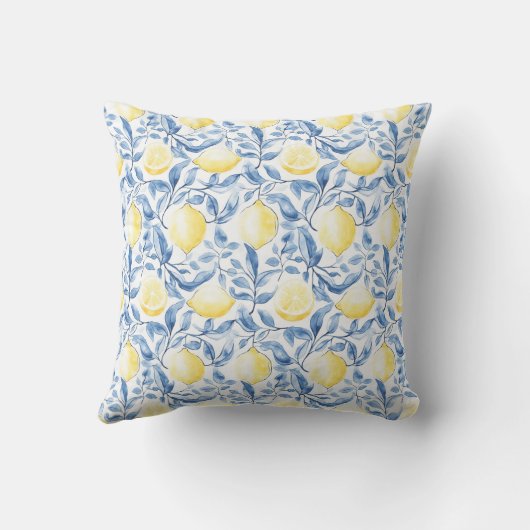 Sicily Italian Rustic Blue Stripes クッション (裏面)