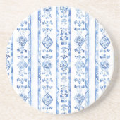 Sicily Italian Rustic Blue Stripes コースター (正面)