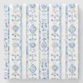 Sicily Italian Rustic Blue Stripes ストーンコースター (正面)