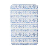 Sicily Italian Rustic Blue Stripes バスマット (正面縦)