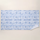 Sicily Italian Rustic Blue Stripes ビーチタオル (正面)