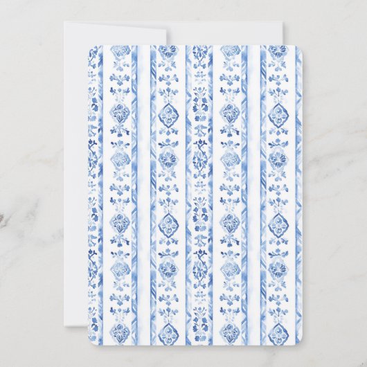 Sicily Italian Rustic Blue Stripes Bridal Shower 招待状 (裏面)