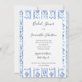 Sicily Italian Rustic Blue Stripes Bridal Shower 招待状 (正面)