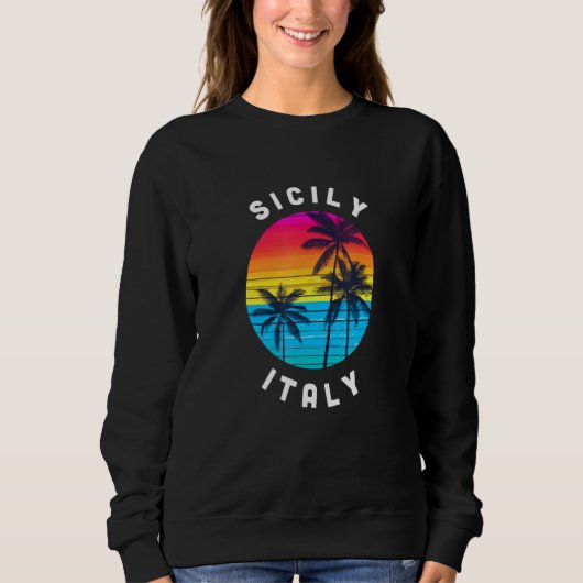 Sicily Italy Vacation Souvenir Sunset Beach スウェットシャツ (正面)