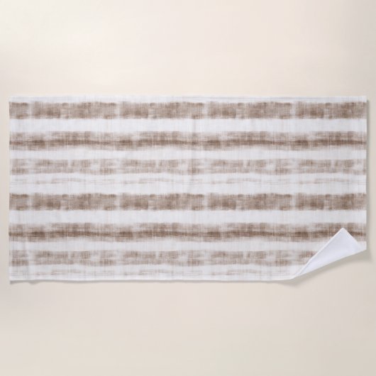 Sicily Rustic Brown Stripes  ビーチタオル (正面)
