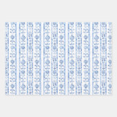 Sicily Rustic Brown Stripes Bridal Shower ラッピングペーパーシート (正面2)