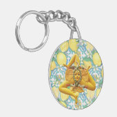 Sicily Trinacria Yellow  Italian Lemon Ornament キーホルダー (正面左)