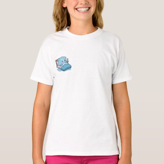 Sick Melting Ice Cube Cartoon Fever Kids Tシャツ (正面)