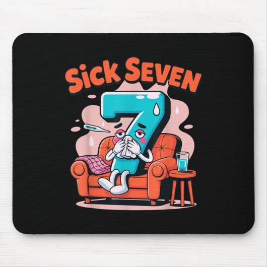 Sick Seven 67 Funny Wordplay Costume Math Joke Hum マウスパッド (正面)