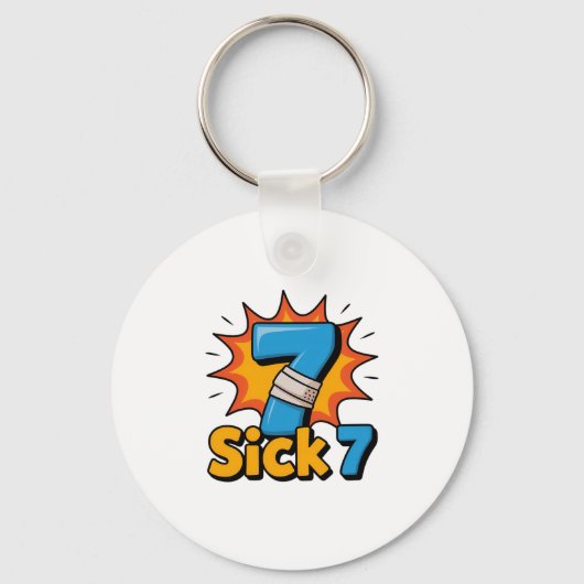 Sick Seven Meme Tee Six Seven Fun Wordplay  キーホルダー (正面)