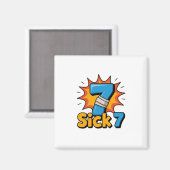 Sick Seven Meme Tee Six Seven Fun Wordplay  マグネット (正面/裏面)