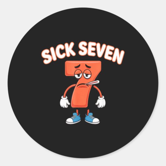Sick Seven Meme Tee Six Seven Fun Wordplay  ラウンドシール (正面)