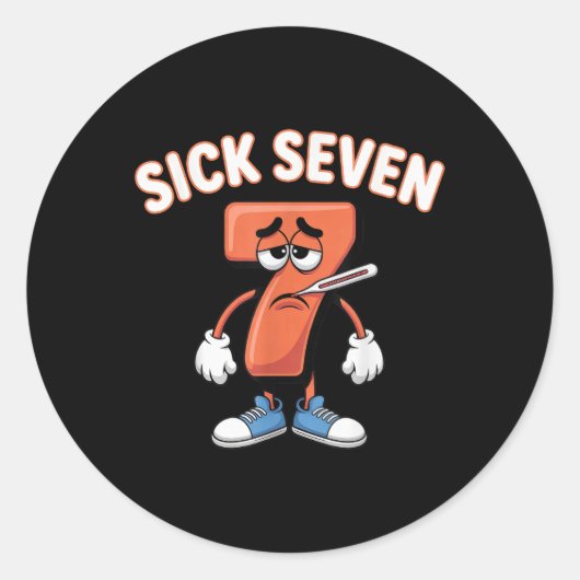 Sick Seven Meme Tee Six Seven Fun Wordplay _6 ラウンドシール (正面)