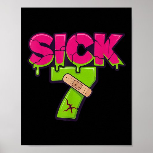 Sick Seven Meme Tee Six Seven Fun Wordplay Drip ポスター (正面)