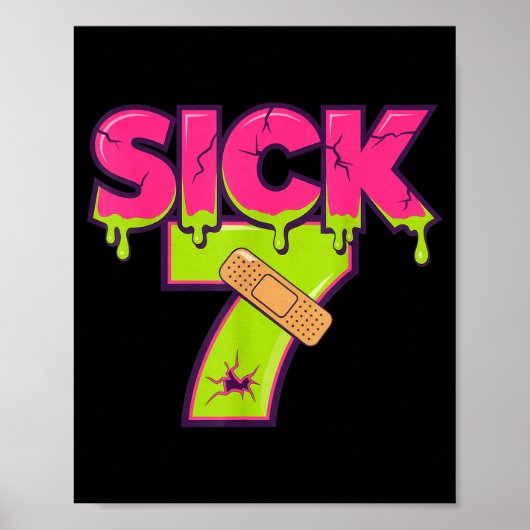 Sick Seven Meme Tee Six Seven Fun Wordplay Drip ポスター (正面)