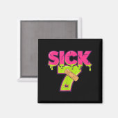 Sick Seven Meme Tee Six Seven Fun Wordplay Drip  マグネット (正面/裏面)