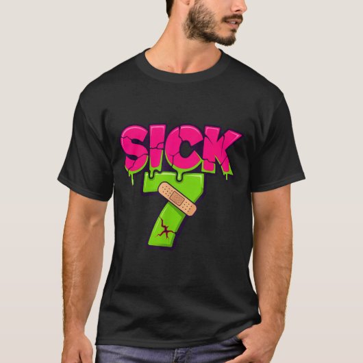 Sick Seven Meme Tee Six Seven Fun Wordplay Drip Tシャツ (正面)