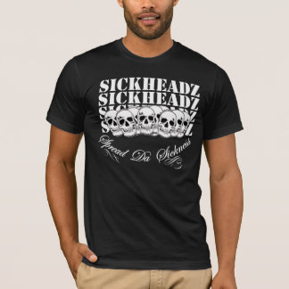 Sickheadzの暗い服装のスカルT Tシャツ