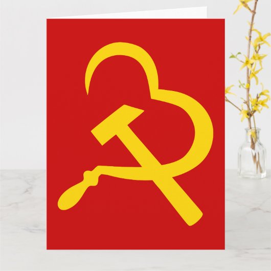 Sickle And Hammer, Heart, Love, Communism カード (黄色い花)
