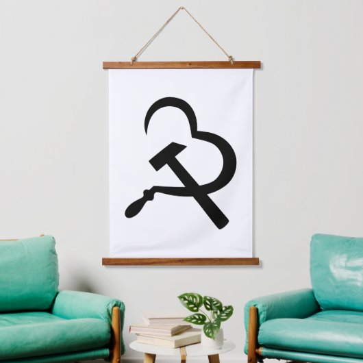 Sickle And Hammer, Heart, Love, Communism 吊り下げ型タペストリー (リビング)