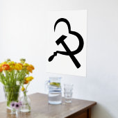 Sickle And Hammer, Heart, Love, Communism 箔ポスター (レイダウン (キッチン))