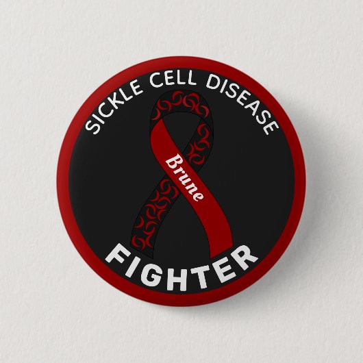 Sickle Cell Disease Fighter Ribbon Black Button 缶バッジ (正面)