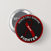 Sickle Cell Disease Fighter Ribbon Black Button 缶バッジ (正面&裏面)