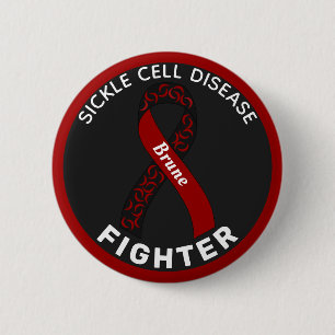Sickle Cell Disease Fighter Ribbon Black Button 缶バッジ