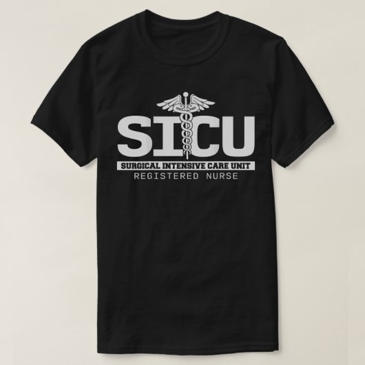 SICU登録ナース集約ユ気にニットRNスタッフ Tシャツ (デザイン正面)