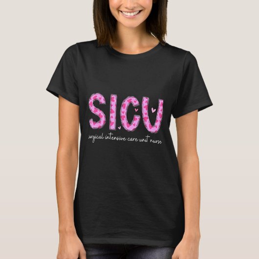 Sicu Nurse Heart Valentines Day Surgical Intensive Tシャツ (正面)