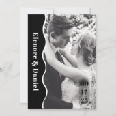 Side モダン Wave Black and White Photo 結婚's セーブザデート (正面)