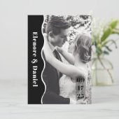 Side モダン Wave Black and White Photo 結婚's セーブザデート (スタンド正面)