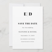 Side モダン Wave Black and White Photo 結婚's セーブザデート (裏面)