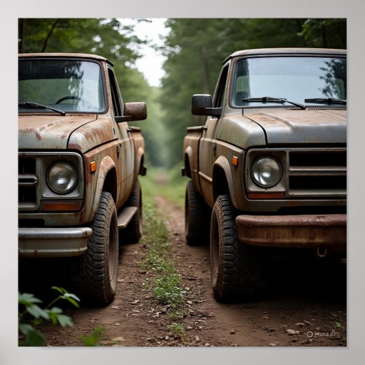 Side-by-Side Vintage Truck Race ポスター (正面)