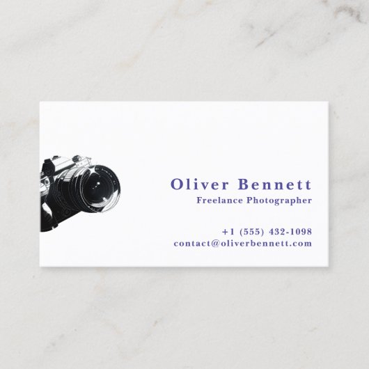 Side-cut Design Camera Photographer QR Code 名刺 (正面)