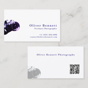 Side-cut PurpleDesign Camera Photographer QR Code  名刺