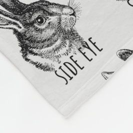 Side Eye Funny Bunny フリースブランケット