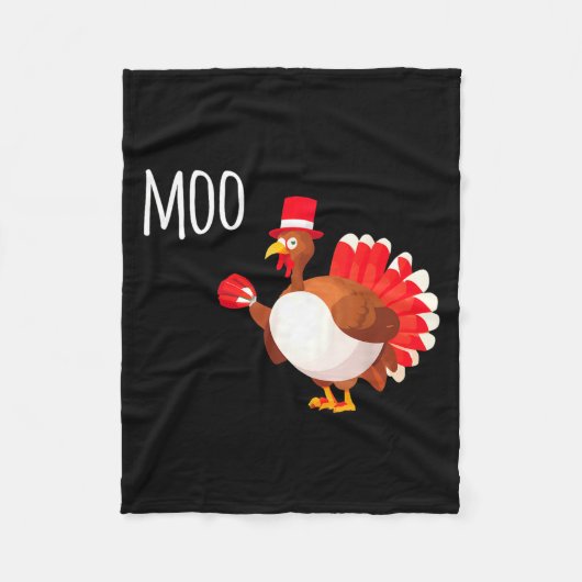 Side Eye Moo Turkey Funny Thanksgiving Autumn Fall フリースブランケット (正面)