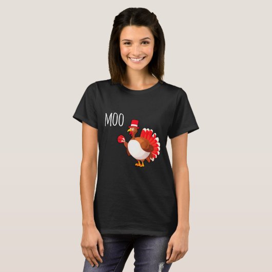 Side Eye Moo Turkey Funny Thanksgiving Autumn Fall Tシャツ (正面フル)
