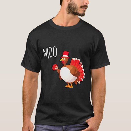 Side Eye Moo Turkey Funny Thanksgiving Autumn Fall Tシャツ (正面)