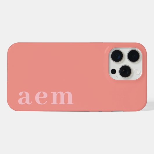 Side Monogram Initials Pink Minimalist iPhoneケース (裏面横)