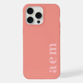 Side Monogram Initials Pink Minimalist iPhoneケース (裏面)