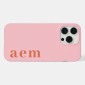 Side Monogram Initials Pink & Red Minimalist iPhoneケース (裏面横)