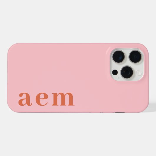 Side Monogram Initials Pink & Red Minimalist iPhoneケース (裏面横)