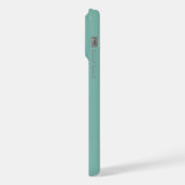 Side Monogram Initials Teal Blue Minimalist iPhoneケース (左側面)